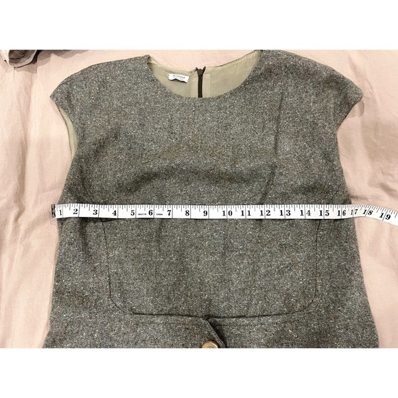 Agnona Dress Womens Size Medium Gray Wool Sleeveless Zip Back Italy Stretch Belt - Picture 8 of 9
